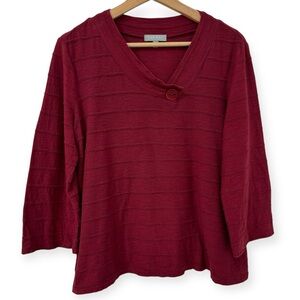 Habitat 100% Cotton Wide Sleeve V-Neck Top XS Lagenlook Asymmetrical Neck XS